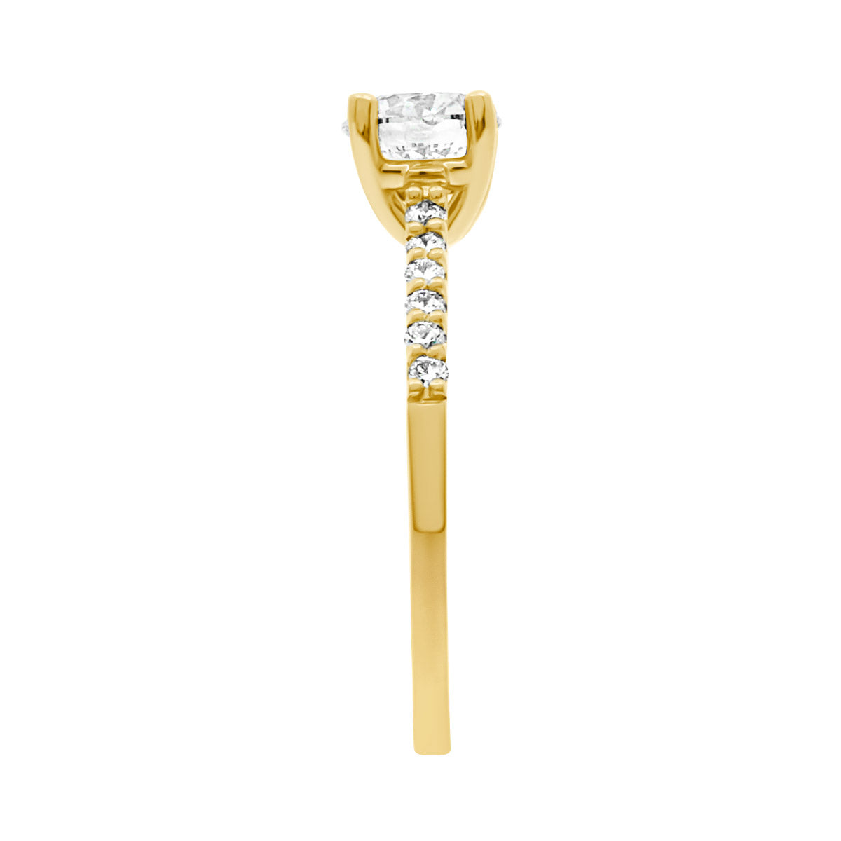 Round Cut with Diamond Shoulders Solitaire Engagement Ring with Yellow Gold Band - 'Katy'