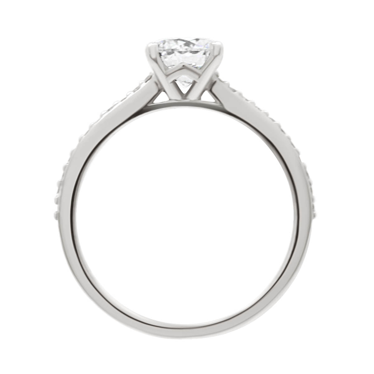 Round Cut with Diamond Shoulders Solitaire Engagement Ring with Platinum Band - 'Melissa'