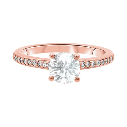 Solitaire with Diamond Shoulders in rose gold