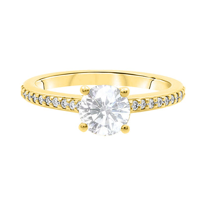 Solitaire with Diamond Shoulders in yellow gold