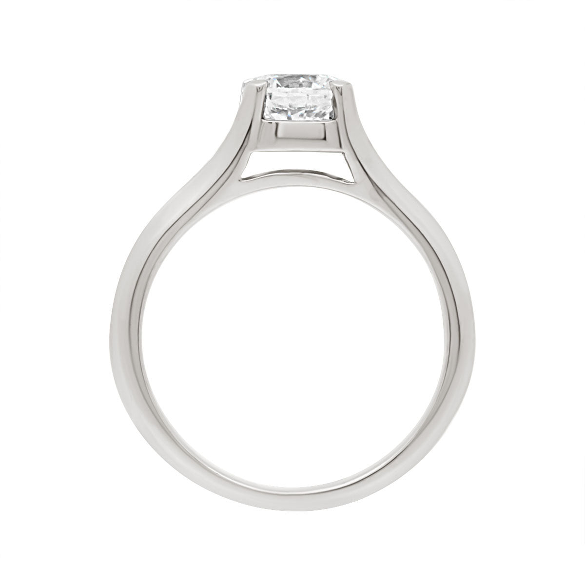 Round Cut Diamond Engagement Ring with Platinum Knife-Edge Split Band - 'Claudia'