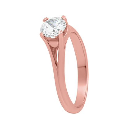 Split Knife Edge Band Ring in rose gold upright and at an angle