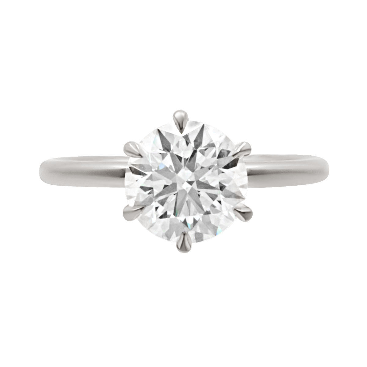 Round Cut Diamond Talon Claw Engagement Ring with Platinum Set Band - 'Joan'