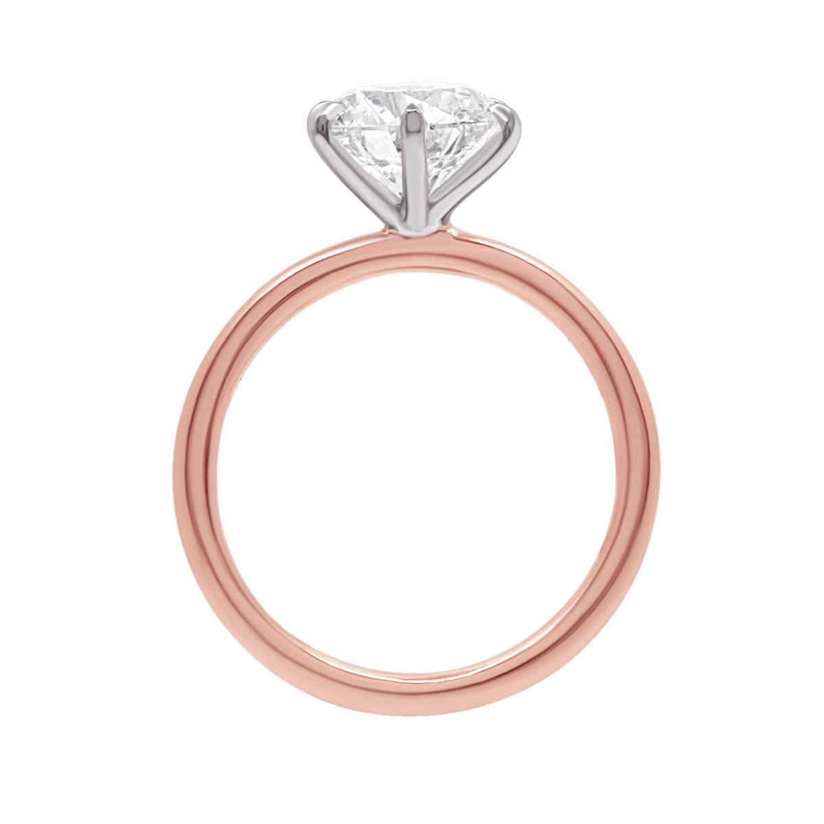 Talon Claw Solitaire in rose and white gold standing upright