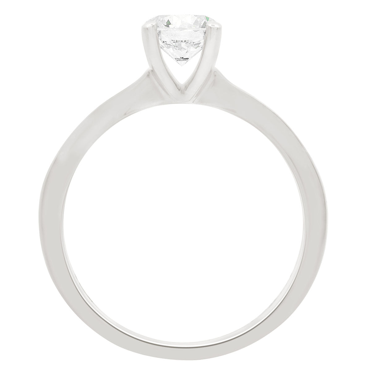Channel Set Solitaire Ring made from platinum in an upright position