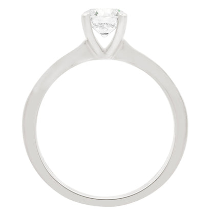 Channel Set Solitaire Ring made from platinum in an upright position