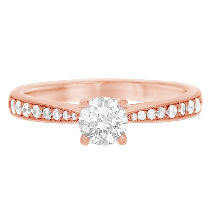 Solitaire With Tapered Diamond Band engagement ring in Rose gold