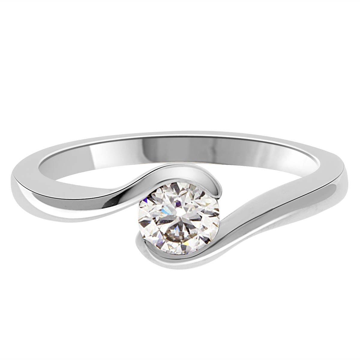 Round Cut Diamond Engagement Ring with Platinum Tension Set - 'Sofia’