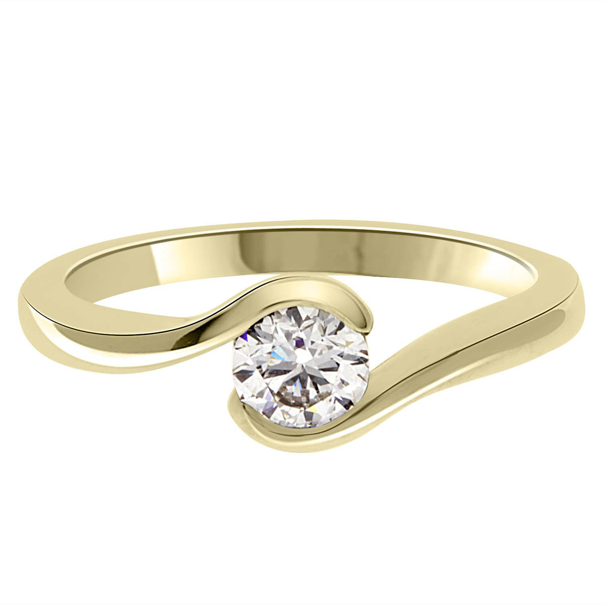Tension Set Diamond Ring made in yellow gold