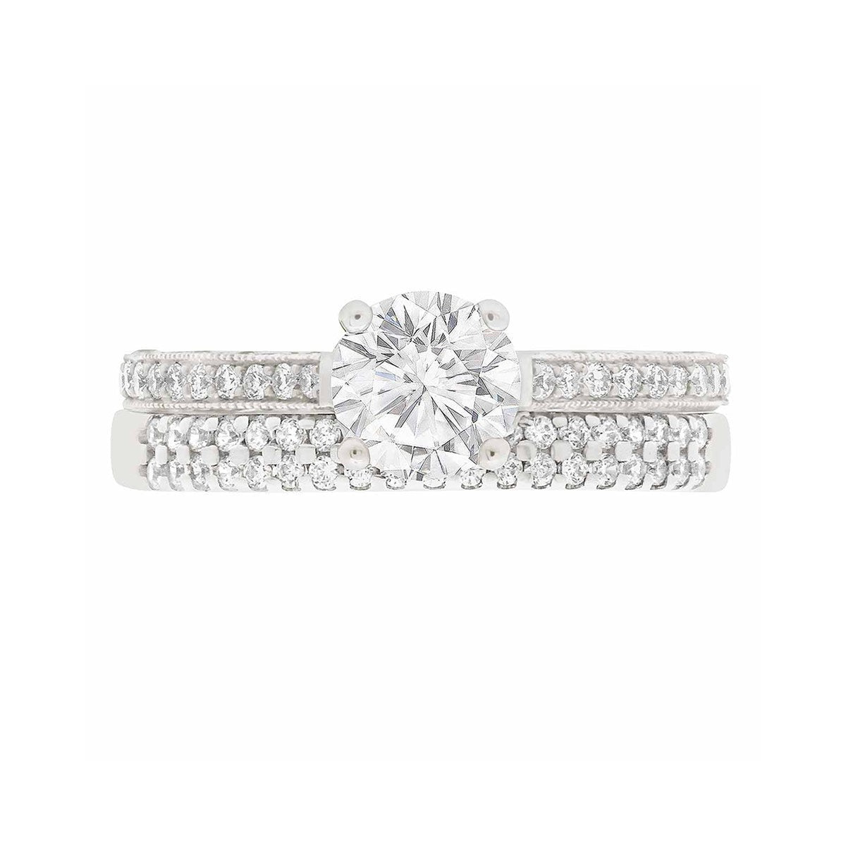 Round Cut Diamond Solitaire Engagement Ring with Platinum Thin Band - 'Gemma'