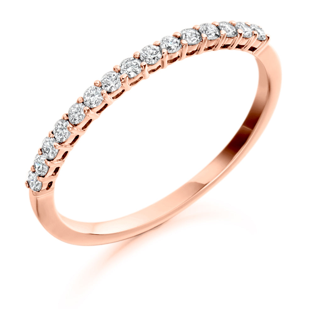 Thin Claw Set Eternity Band in rose gold