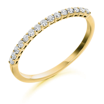 Thin Claw Set Eternity Band in Yellow gold