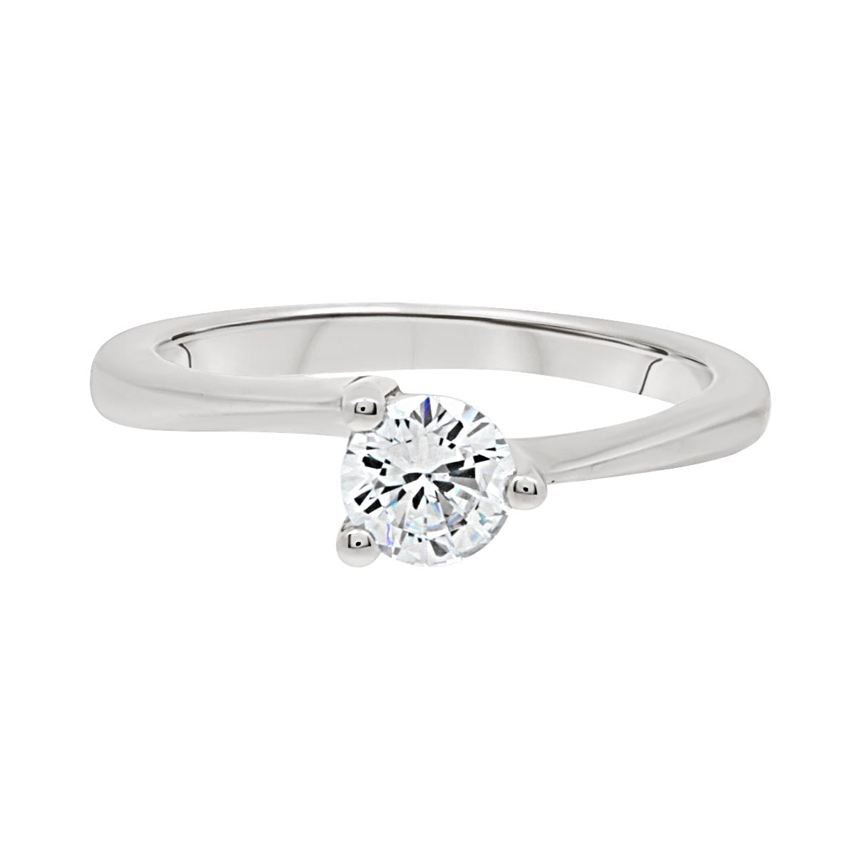 Round Cut Diamond Three Claw Engagement Ring with Platinum Set Band - 'Danielle'