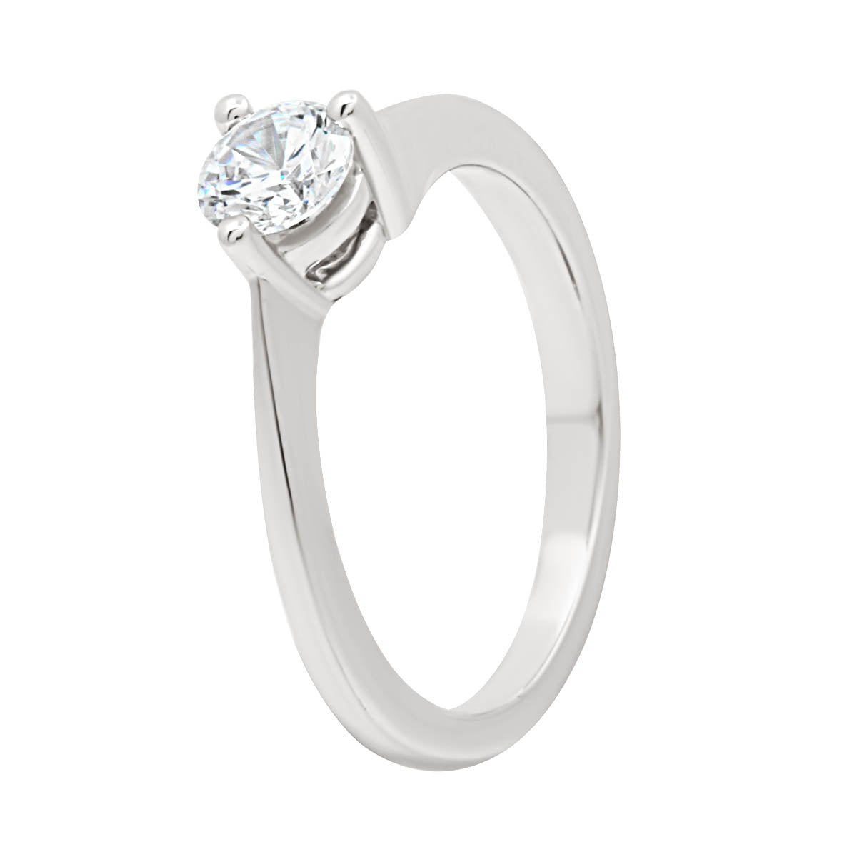 Round Cut Diamond Three Claw Engagement Ring with Platinum Set Band - 'Danielle'