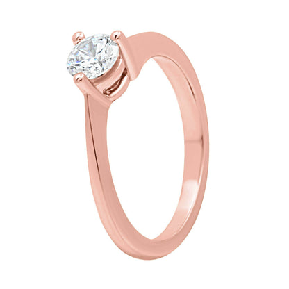 Three Claw Engagement Ring in rose gold in an angled position