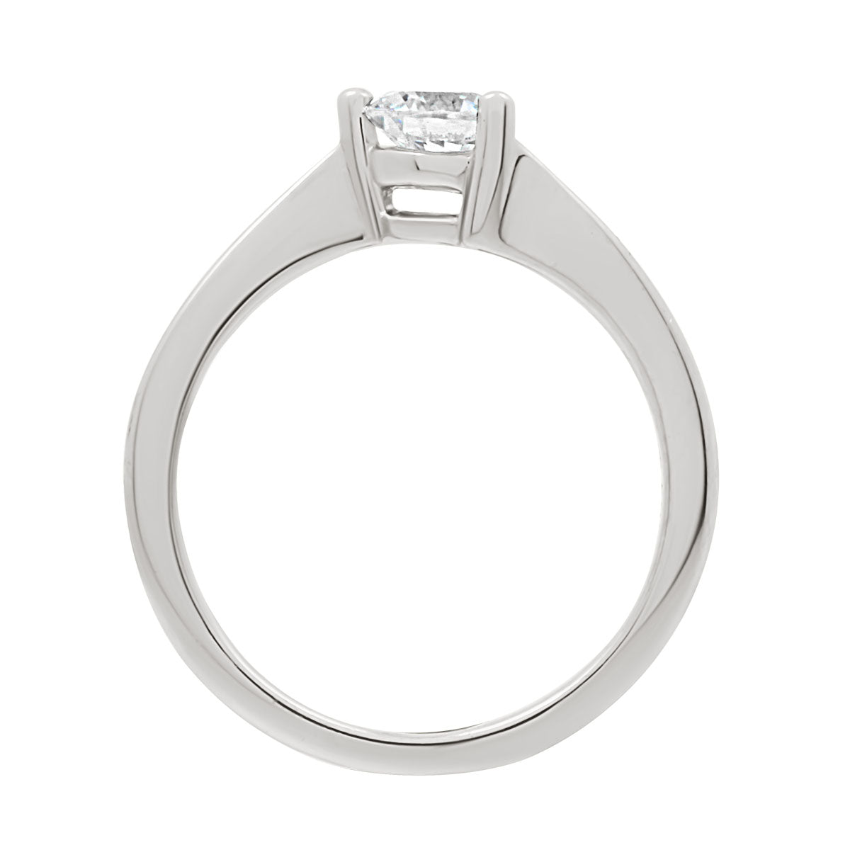Three Claw Engagement Ring in white gold standing vertical