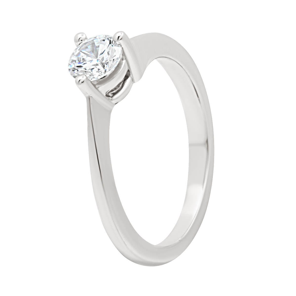 Three Claw Engagement Ring in white gold standing at an angle