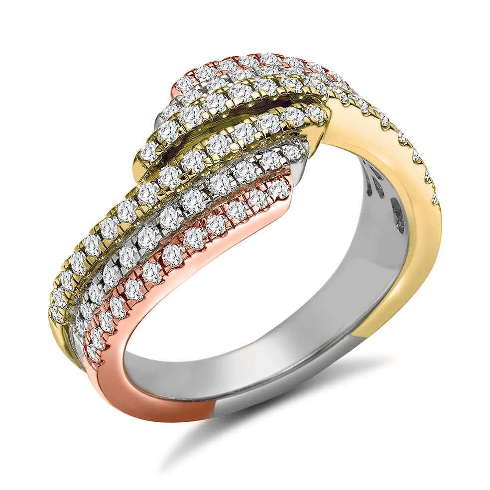 Three Gold Eternity Ring with yellow , rose and white gold