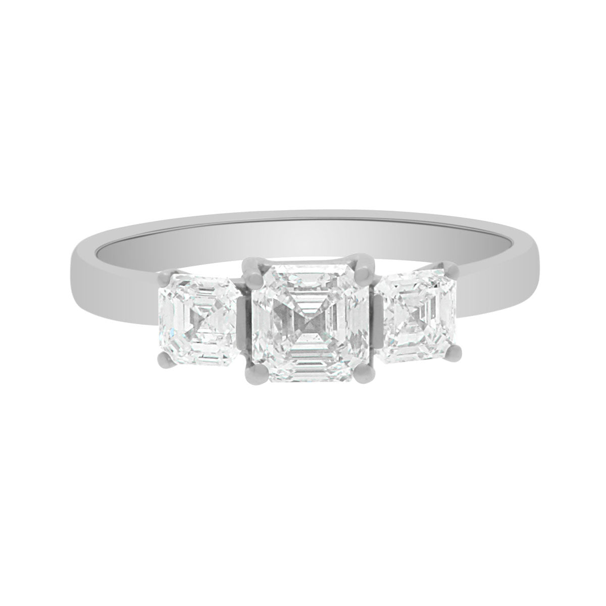 Three Stone Asscher Cut made in white gold