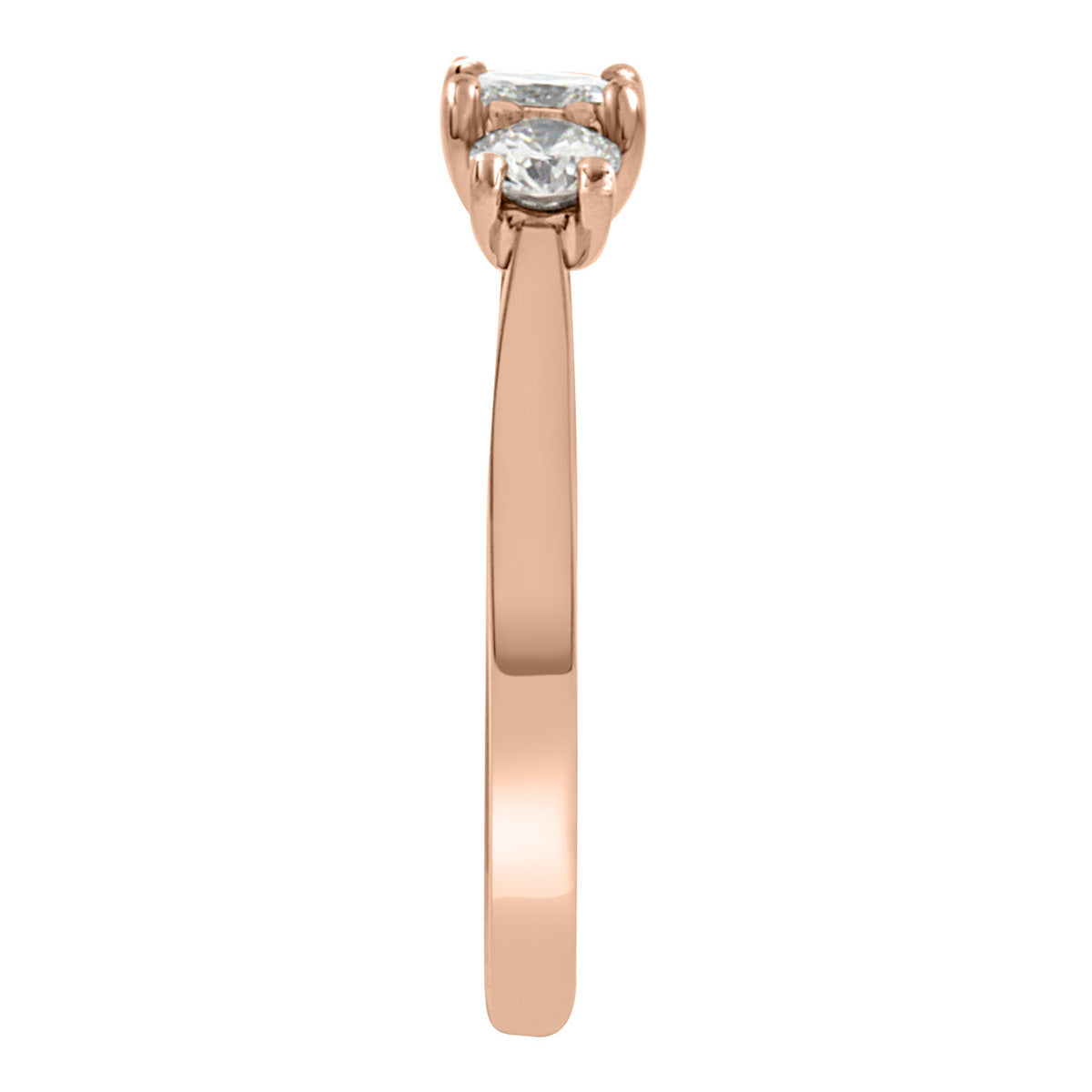 Three Stone Princess Cut Diamond Engagement Ring with Rose Gold Band - 'Emily'