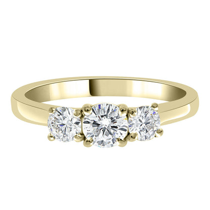 Trilogy Engagement Ring made in yellow gold