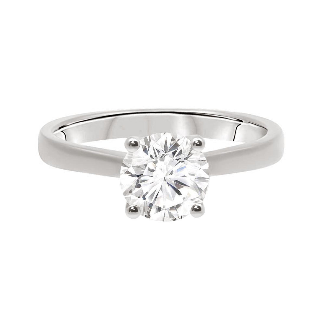 Tulip Setting Solitaire Engagement Ring In White Gold lying flat