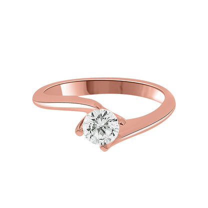 Twisted Band Solitaire Engagement Ring standing upright in rose gold