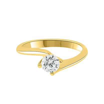 Twisted Band Solitaire Engagement Ring standing upright in yellow gold
