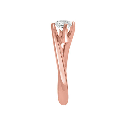 Twisted Band Solitaire Engagement Ring in rose gold end view