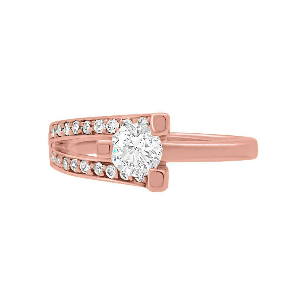 Unusual Diamond Engagement Ring Set in rose Gold