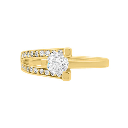 Unusual Diamond Engagement Ring Set in yellow Gold