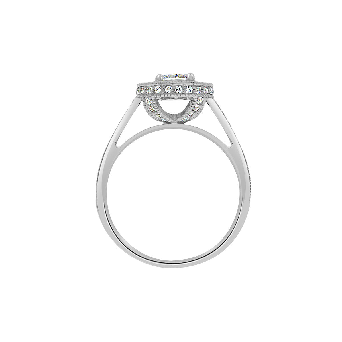 Vintage Style Ring in White Gold standing verticle