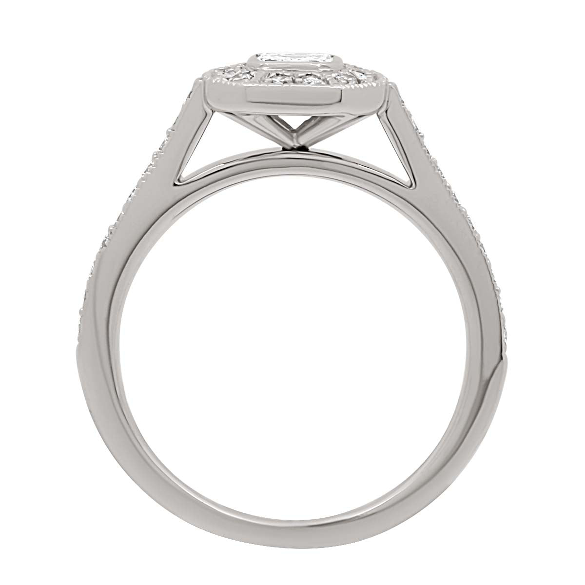 Asscher Cut Diamond Halo Vintage Engagement Ring with Platinum Set Band - 'Lexi'