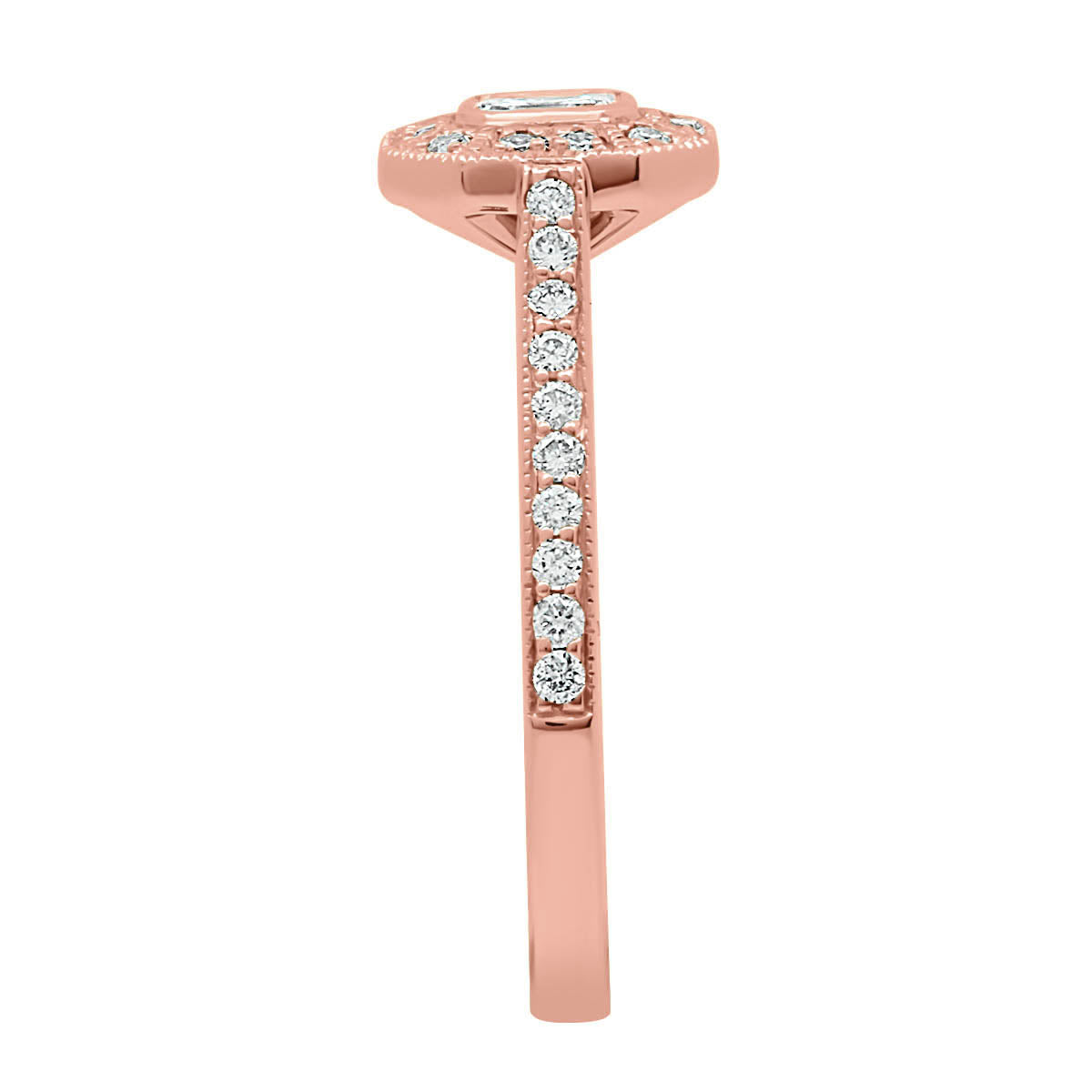 Vintage Design Ring in rose gold viewed from a side angle