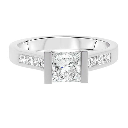 Wide Band Engagement Ring IN WHITE GOLD