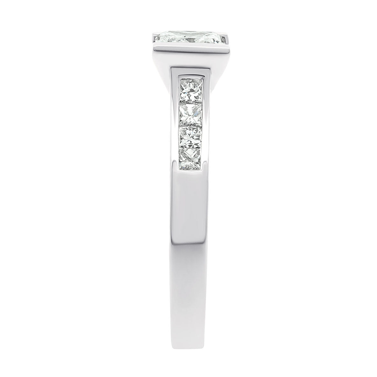 Princess Cut Diamond Engagement Ring with White Gold Wide Band - 'Paula'