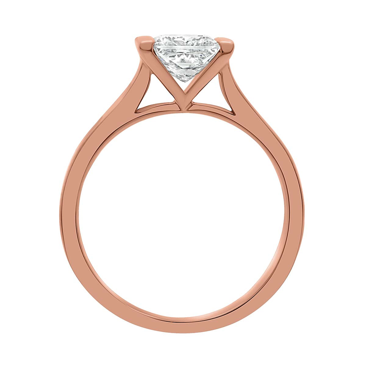 Princess Cut Diamond Engagement Ring with Rose Gold Wide Band - 'Paula'