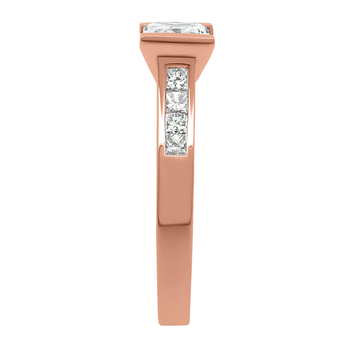 Princess Cut Diamond Engagement Ring with Rose Gold Wide Band - 'Paula'