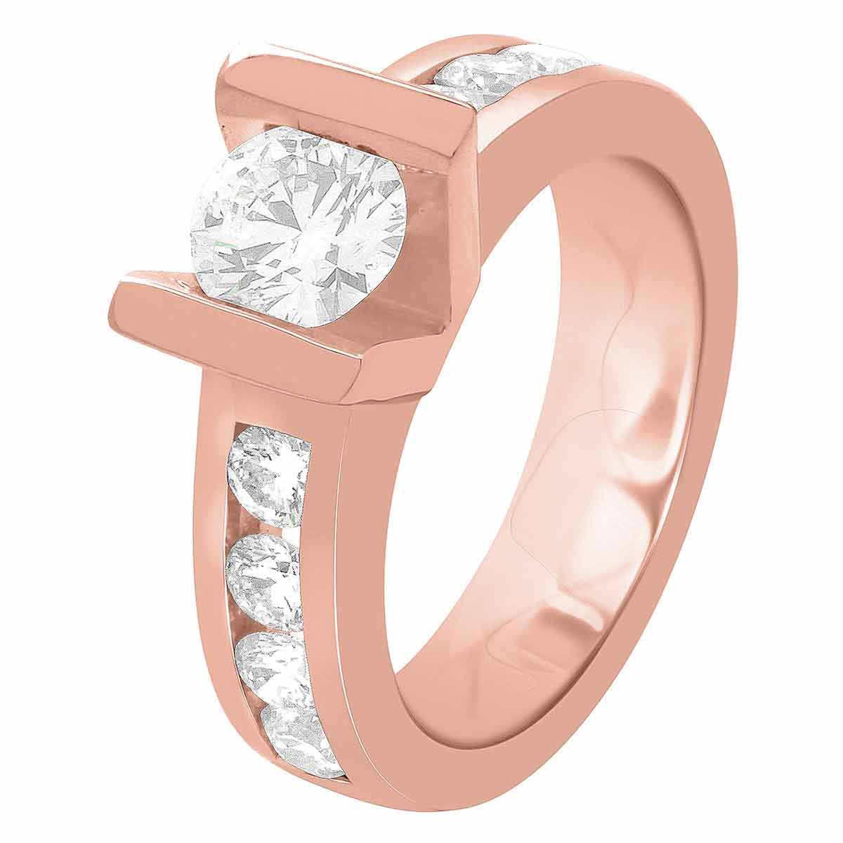 Custom Made Engagement Ring made from rose gold angled diagonally
