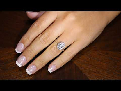 Cluster Engagement Ring in white gold on a womans hand