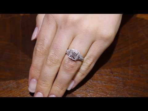 Halo Engagement Ring with Milgrain – ‘Ruth’