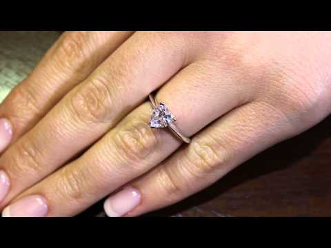 Heart Shape Diamond Ring IN white gold  on a ladies ring finger