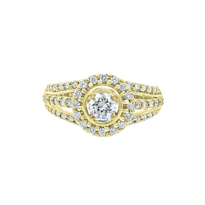 Three Band Engagement Ring  in yellow gold