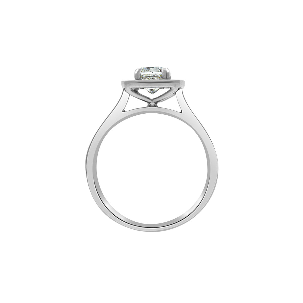 Cushion Cut Diamond Ring in white gold in a vertical position
