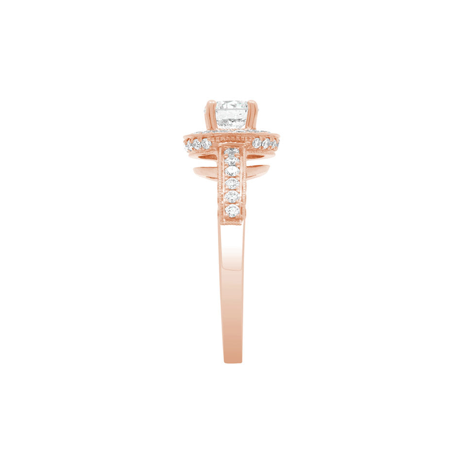 Antique Engagement Ring in rose gold viewed from the side