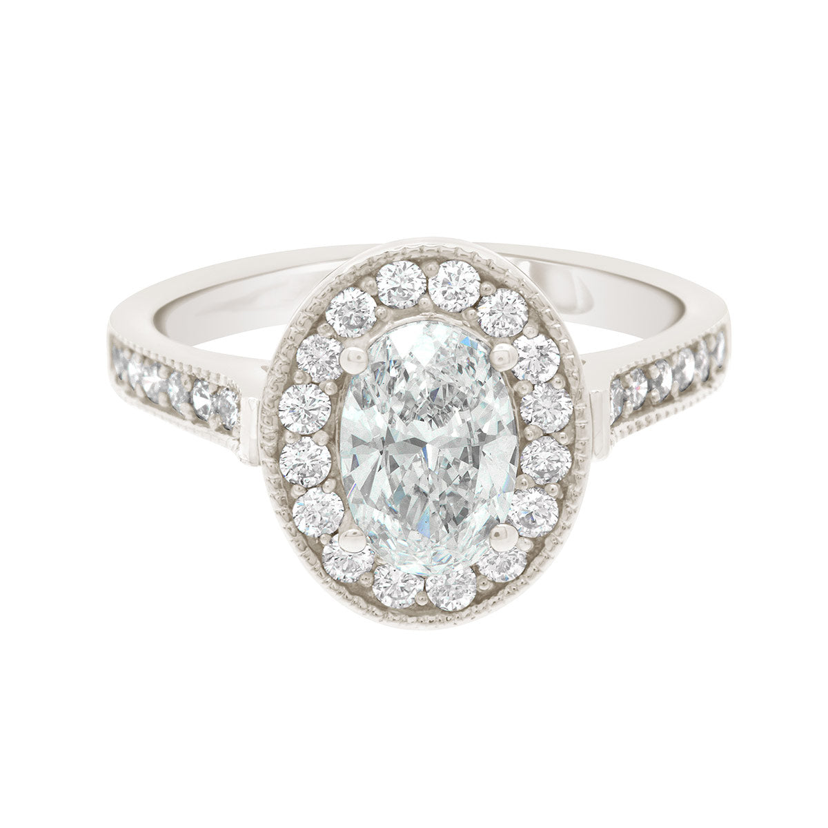 Antique Oval Engagement Ring in white gold