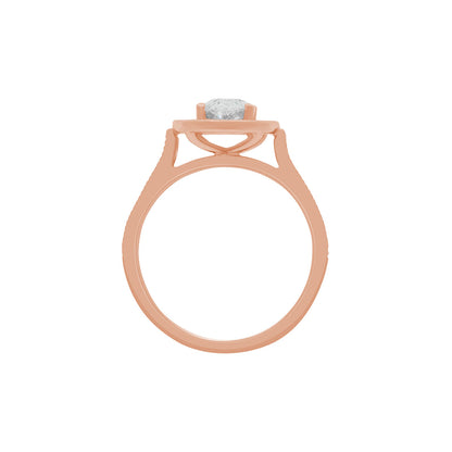 Antique Oval Engagement Ring in rose gold in an upright position