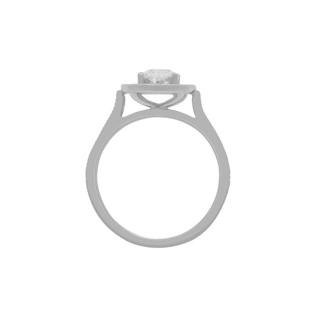 Antique Oval Engagement Ring IN WHITE GOLD AND UPRIGHT ANGLE