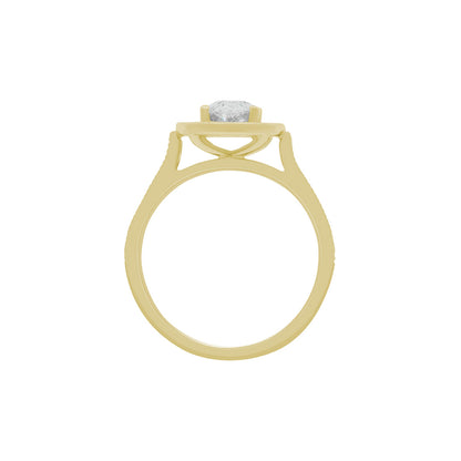 Antique Oval Engagement Ring in Yellow gold in an upright position 