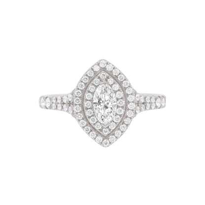 Double Halo Marquise Ring in white gold